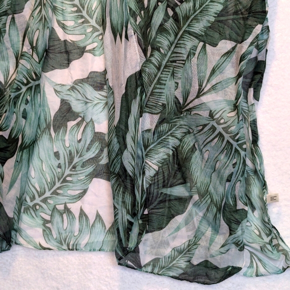 Tropical Foliage Sheer Kimono SwimSuit Cover Blouse Scarf Shawl w/ Arm Holes NEW - Picture 4 of 8